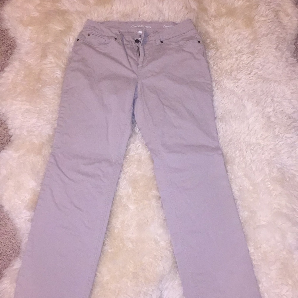 Khaki classic fit straight leg pants